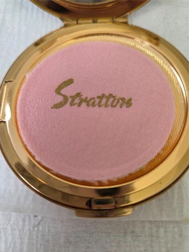 Vintage Stratton Gold Compact Powder Case with Mirror & Puff - Thumbnail 7