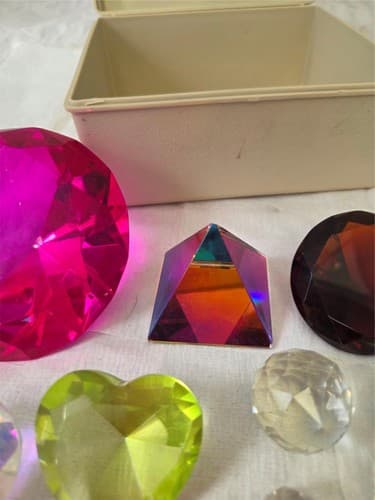 Lot of Assorted Faceted Crystal Gems AB Acrylic Grass Decor Craft Pieces Prism - Thumbnail 11
