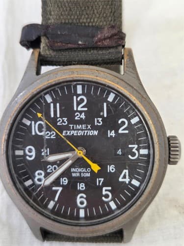 Timex Expedition Indiglo WR 50M Scout Black Dial Green Strap Watch - Thumbnail 3