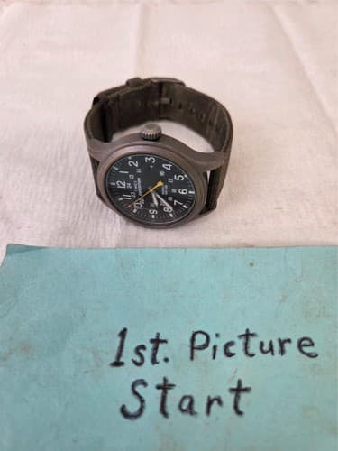 Timex Expedition Indiglo WR 50M Scout Black Dial Green Strap Watch - Image 1