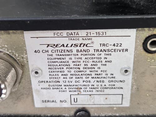 Realistic TRC-422 Priority Circuit 40 CH Citizens Band Transceiver - Thumbnail 5