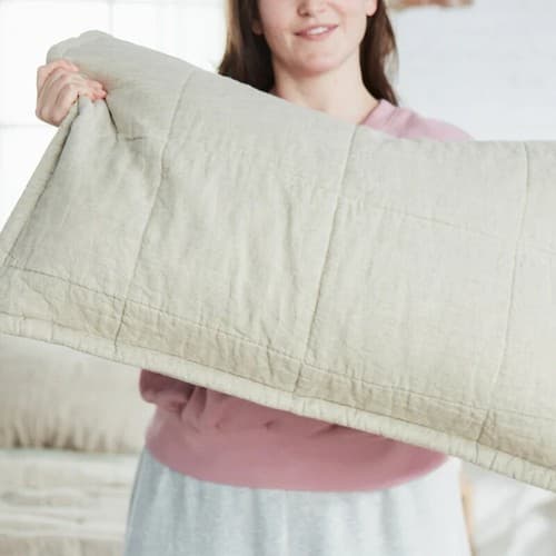 Avocado Natural Color Linen Shams Standard Size $109 - Thumbnail 2