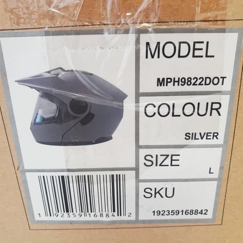 Milwaukee Helmets Silver MPH9822DOT Dual Sport Motorcycle Helmet Size L - Thumbnail 2