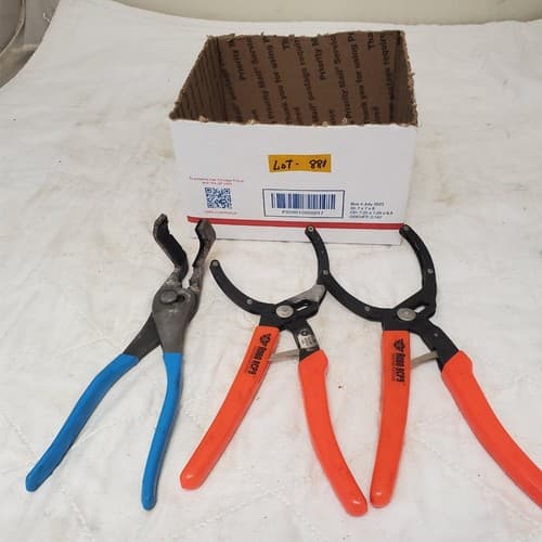 Lot of 3 Duct Cutter & Adjustable Oil Filter Pliers Set LOT-881 - Image 1