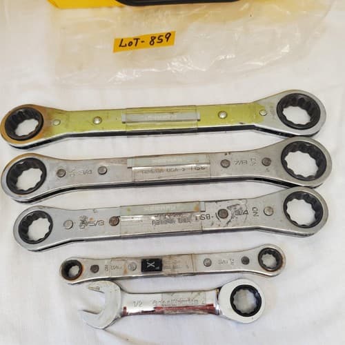 Lot of 5 Assorted Ratchet Box End Wrench Set LOT-859 - Image 1