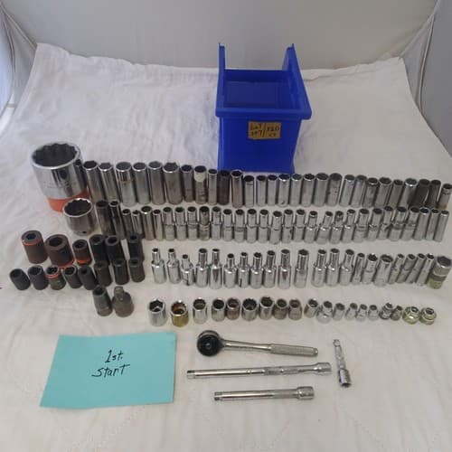 Lot of 120 pc Assorted Sockets/ Chrome / Ratchet Impact Sockets LOT 307 - Image 1