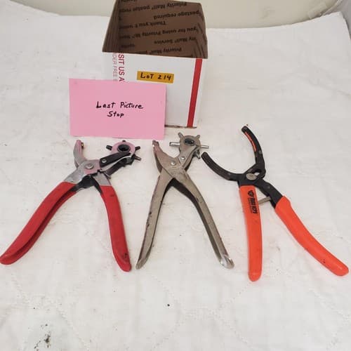 Lot of 3 Revolving Punch Pliers and Oil Filter Wrench Pliers Lot-214 - Thumbnail 10