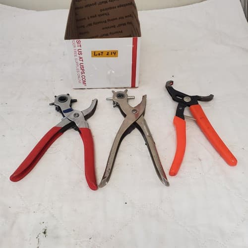 Lot of 3 Revolving Punch Pliers and Oil Filter Wrench Pliers Lot-214 - Thumbnail 8