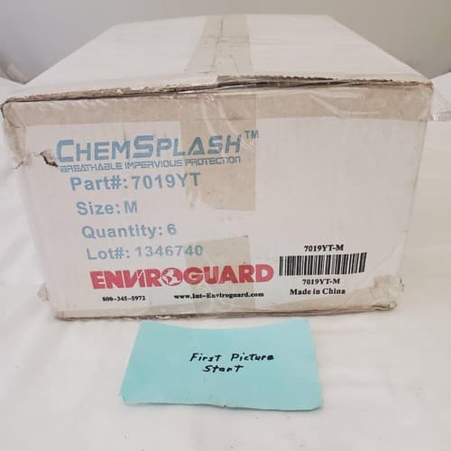 Lot of 6 Chemical Splash 7019YT Disposable Coverall with Hood & Boot - Image 1