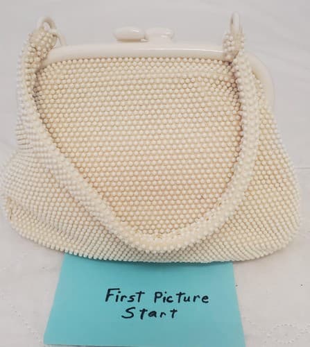 Vintage Gaymode Ivory Raffia Beaded Purse - Image 1