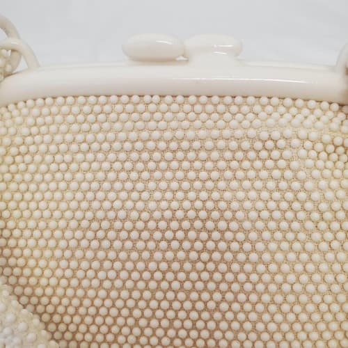 Vintage Gaymode Ivory Raffia Beaded Purse - Thumbnail 2