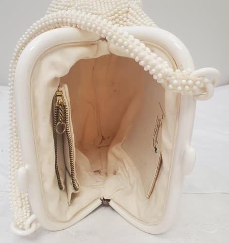 Vintage Gaymode Ivory Raffia Beaded Purse - Thumbnail 8