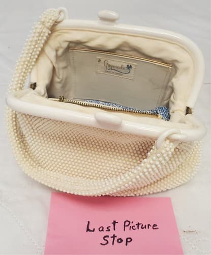 Vintage Gaymode Ivory Raffia Beaded Purse - Thumbnail 9