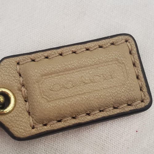Vintage COACH Wristlet Khaki Brown Purse Leather Trim - Coach ID tag - Thumbnail 5