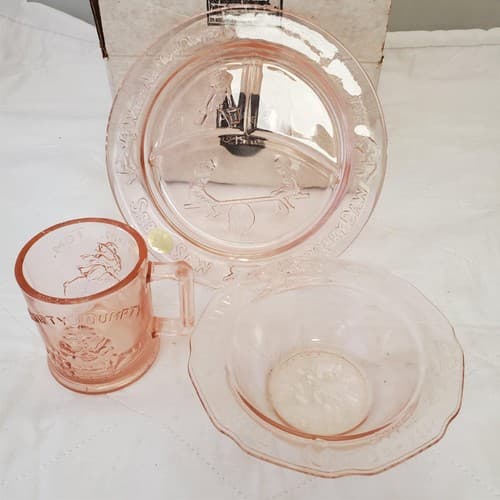 Tiara Exclusives Amber Glass Nursery Rhyme Humpty Dumpty Baby Plate Bowl Cup - Thumbnail 14