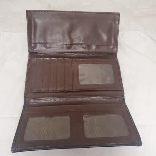 Vintage Embossed Genuine Leather Wallet for Women – Natural Brown – Handmade Art - Thumbnail 2