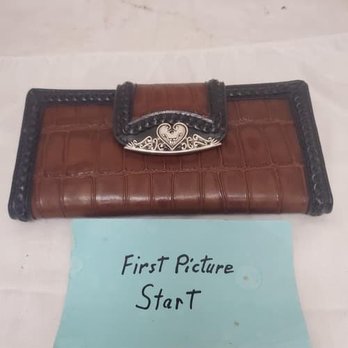 Vintage Embossed Genuine Leather Wallet for Women – Natural Brown – Handmade Art - Image 1