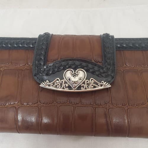 Vintage Embossed Genuine Leather Wallet for Women – Natural Brown – Handmade Art - Thumbnail 5