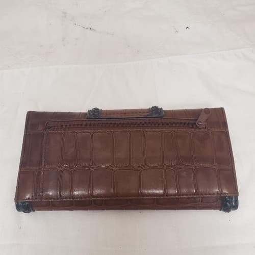 Vintage Embossed Genuine Leather Wallet for Women – Natural Brown – Handmade Art - Thumbnail 6