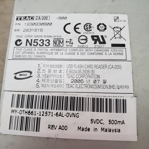 Dell USB Flash Card Reader TEAC CA-200 N533 1930930B00 - Thumbnail 2