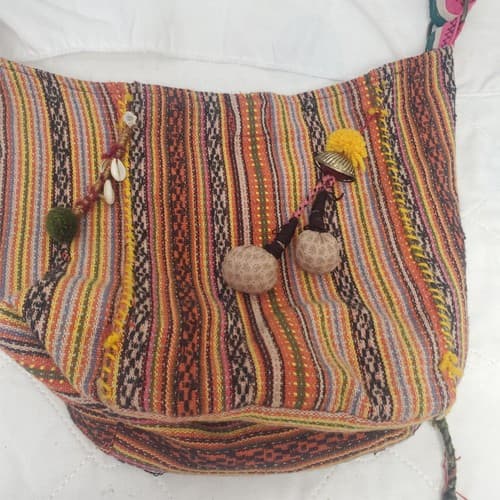 Vintage Cotton Handmade Peru Shoulder Bag - Thumbnail 2