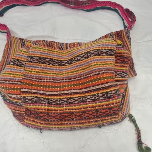 Vintage Cotton Handmade Peru Shoulder Bag - Thumbnail 3