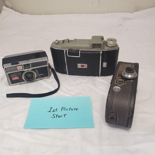 Lot of 3 Vintage Instamatic 304, Keytone 8 M.M & Kodak Tourist Camera - Image 1