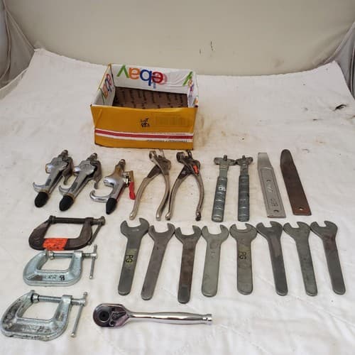 Lot of 21 Mixed Tool Wrenches, Pliers, Clamps, Files, Knife, Shop Gear LOT-883 - Image 1