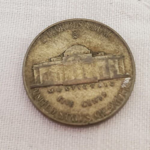 1945-S Jefferson War Nickel 35% Silver WWII Era U.S. Coin S Mintmark - Thumbnail 3