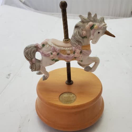Westland Musical Porcelain Carousel Action Horse Blue Danube Waltz - Image 1