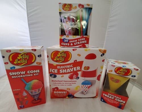 New! Jelly Belly Snow Cone Cups & Straws Decorating Kit Electric Ice Shaver - Thumbnail 2