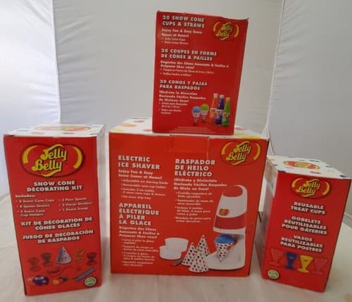 New! Jelly Belly Snow Cone Cups & Straws Decorating Kit Electric Ice Shaver - Thumbnail 3