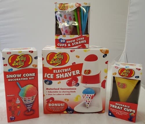 New! Jelly Belly Snow Cone Cups & Straws Decorating Kit Electric Ice Shaver - Image 1