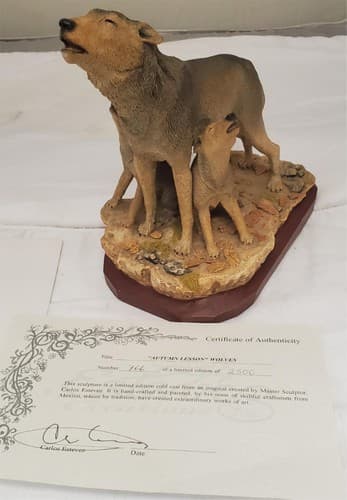 Estevez Creations Limited Wolves Wolf Autumn Lesson Made in Mexico Sculpture - Thumbnail 10