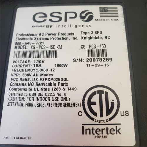 ESP Next Gen PCS 120v/15a AC Power Line Filter XG-PCS-15D Surge protector Copier - Thumbnail 5