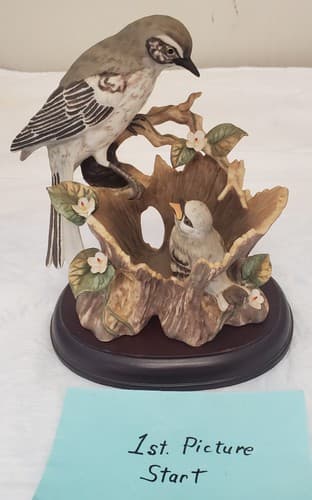 Homco 1994 Mockingbird Figurine by Tamiki Mizuno Mother & Baby Birds Masterpiece - Image 1