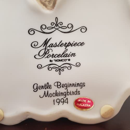 Homco 1994 Mockingbird Figurine by Tamiki Mizuno Mother & Baby Birds Masterpiece - Thumbnail 3