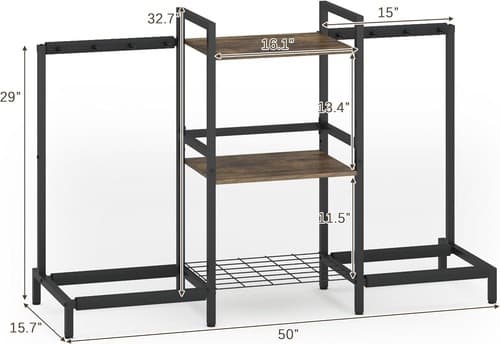 4-Tier Guitar Stand with Shelf for Acoustic, Electric, Bass Guitar - Rustic Brow - Thumbnail 2