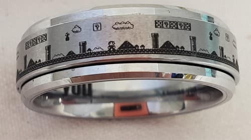 Tungsten Carbide Super Mario Video Game Spinner Ring - Thumbnail 2