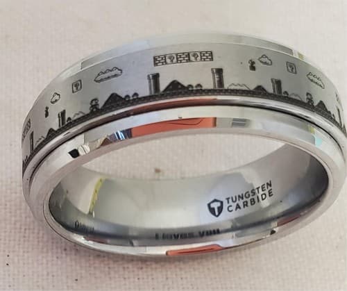Tungsten Carbide Super Mario Video Game Spinner Ring - Thumbnail 3