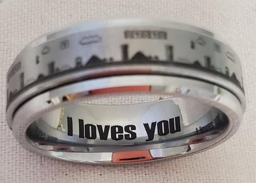 Tungsten Carbide Super Mario Video Game Spinner Ring - Thumbnail 4