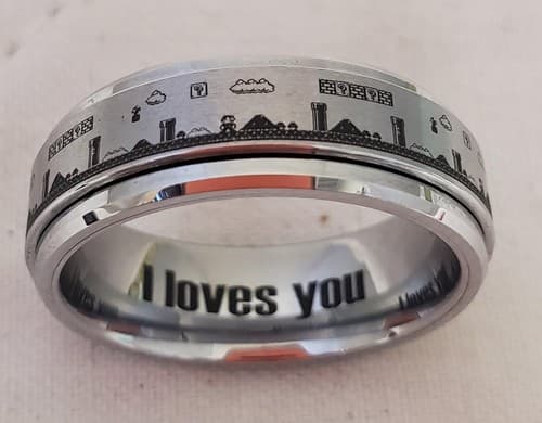 Tungsten Carbide Super Mario Video Game Spinner Ring - Thumbnail 5