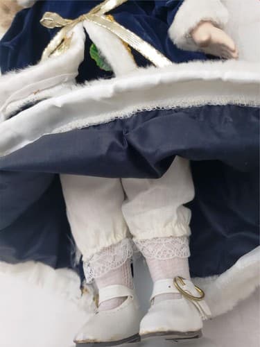 Vintage Original Christmas Porcelain Girl Fashion Doll Blue/White Dress - Thumbnail 4