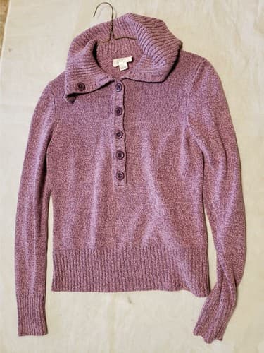 Ann Taylor LOFT Womens buttons collar Long Sleeve Sweater Wool Alpaca Size Small - Image 1