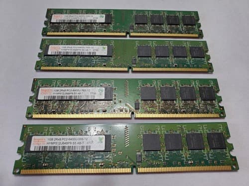Lot of 4 - Hynix HYMP512U64BP8-S5 1GB PC2-6400U DDR-400 Server Memory Module - Image 1