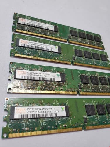 Lot of 4 - Hynix HYMP512U64BP8-S5 1GB PC2-6400U DDR-400 Server Memory Module - Thumbnail 2