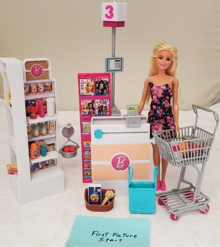 Mattel Barbie Doll Grocery Store Supermarket Playset - Image 1