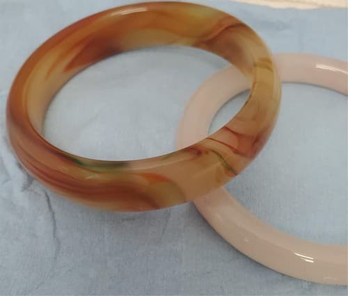 Set of 2 Natural Agate Carnelian & White Moonlight bangle - Thumbnail 3