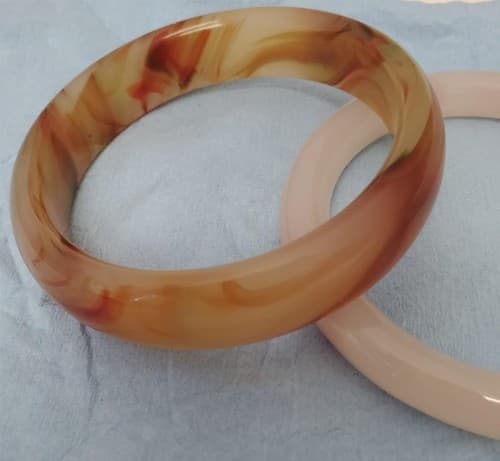 Set of 2 Natural Agate Carnelian & White Moonlight bangle - Thumbnail 2