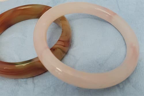 Set of 2 Natural Agate Carnelian & White Moonlight bangle - Thumbnail 5